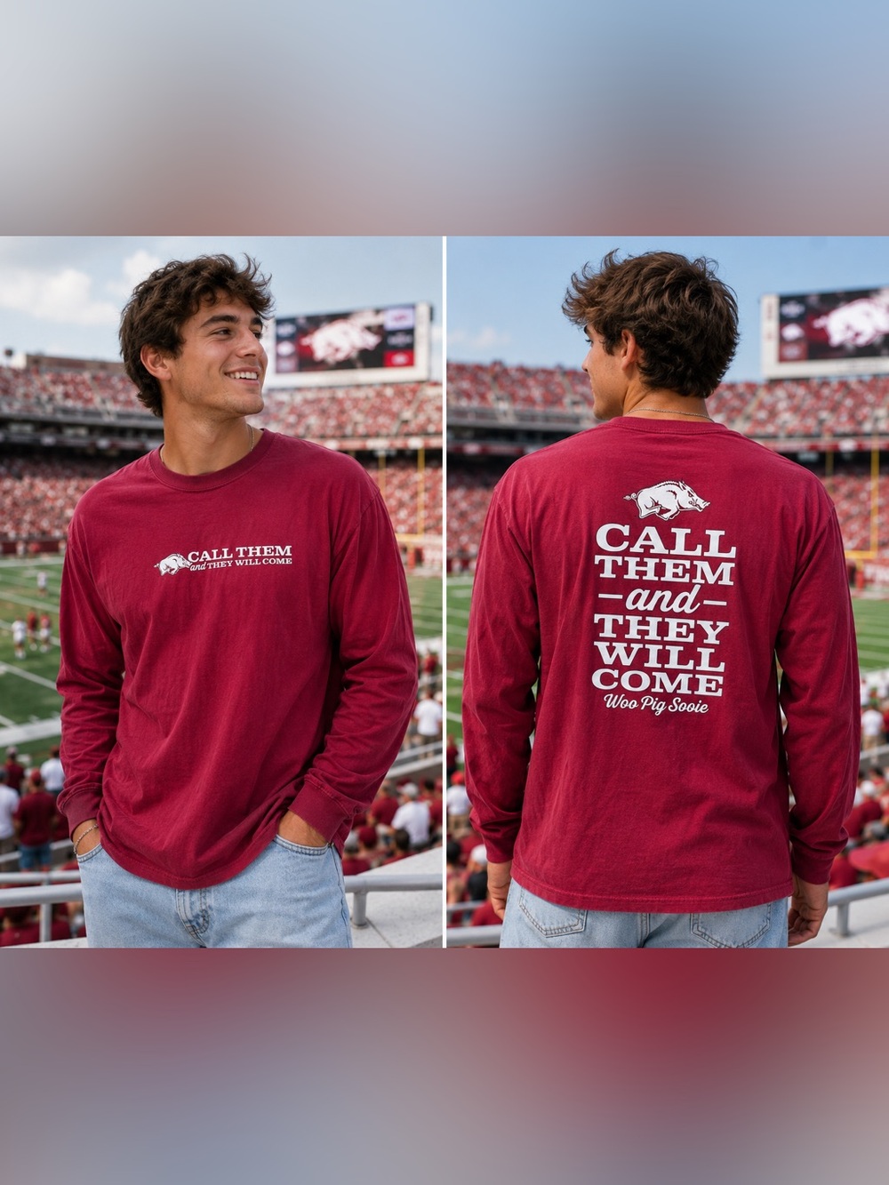 Houndstooth Arkansas Razorbacks “Call Them and They Will Come” LS Tee XXL